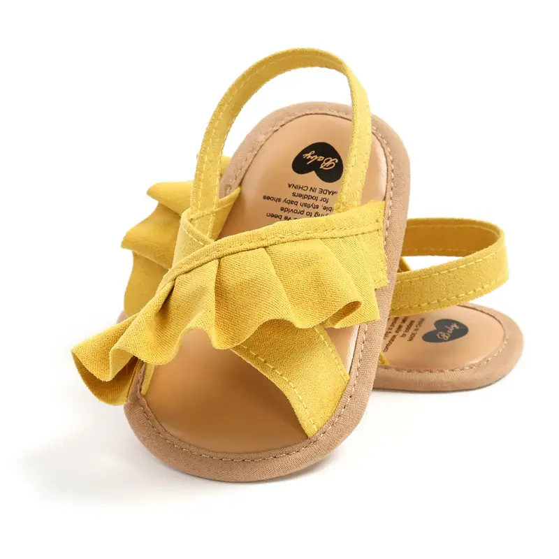 Baby Girl Summer Cute Sandals, Cute Ruffle Flats Non-Slip Soft Sole Infant First Walkers