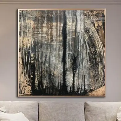 Large Oil Black Painting Abstract Modern Art Canvas Original Dark Painting Texture Wall Art Large Abstract Artwork Gold Leaf ...