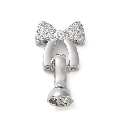 Rack Plating Brass Micro Pave Cubic Zirconia Ice Pick Pinch Bails