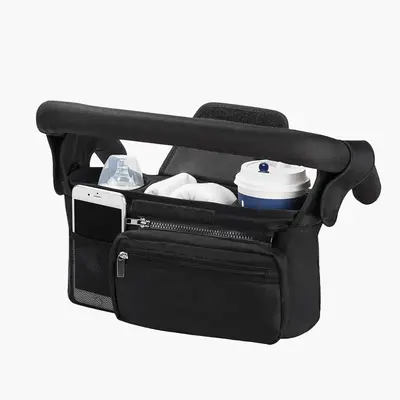 MomMed Universal Stroller Organizer, with Insulated Cup Holder Detachable Phone Bag & Shoulder Strap, Stroler Bag Caddy Organ...