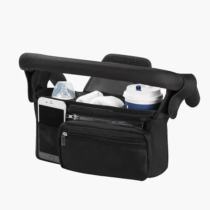 MomMed Universal Stroller Organizer, with Insulated Cup Holder Detachable Phone Bag & Shoulder Strap, Stroler Bag Caddy Organ...