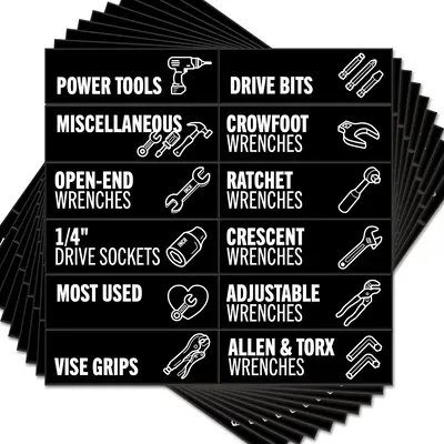 Toolbox Organization Magnetic Labels - 80 Large, Tool Chest Organizer Labels with Strong Magnets & Easy to Read Printing - Fi...