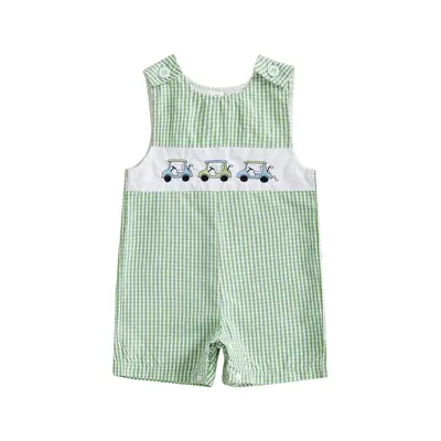Baby Boy Golf Overalls Fashion Sleeveless Round Neck Golf Cart Embroidery Jumpsuit Newborn Playsuit Infant Baby Boy Summer Cl...