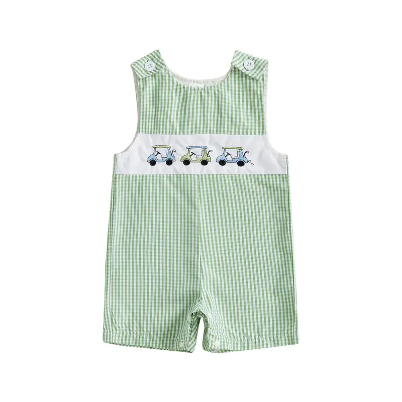 Baby Boy Golf Overalls Fashion Sleeveless Round Neck Golf Cart Embroidery Jumpsuit Newborn Playsuit Infant Baby Boy Summer Cl...