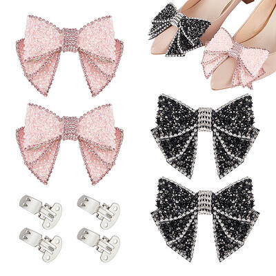 Resin Rhinestone Bowknot Shoes Charms