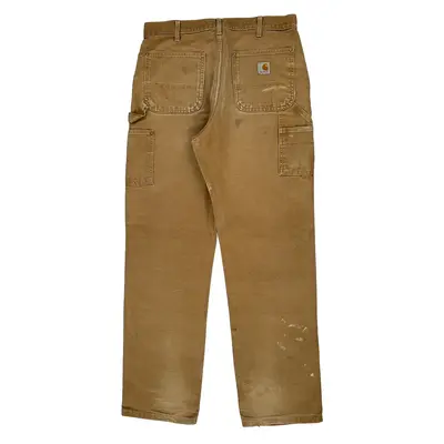 Paint Splattered Carhartt Double Knee Carpenter Trousers - 34? Waist Brown Cotton