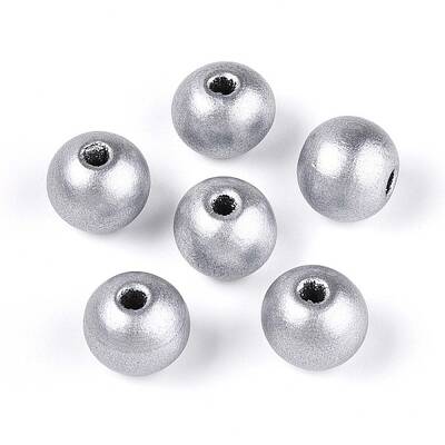 Spray Painted Round Natural Schima Wood Beads