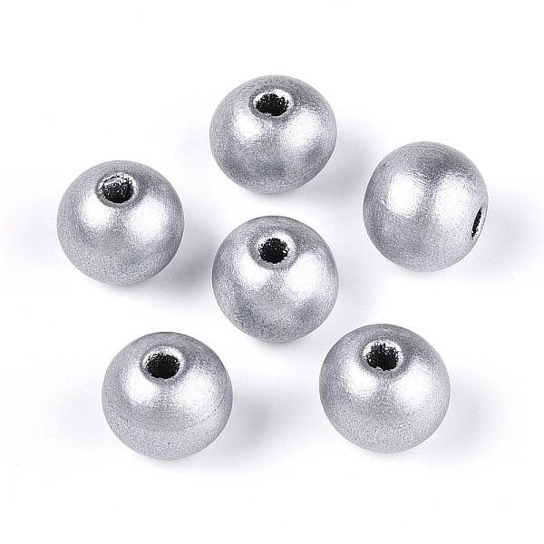 Spray Painted Round Natural Schima Wood Beads