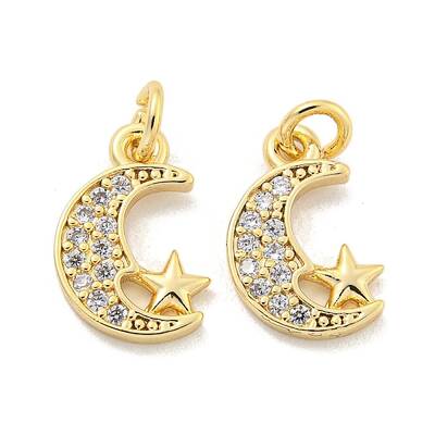 Brass Micro Pave Clear Cubic Zirconia Charms
