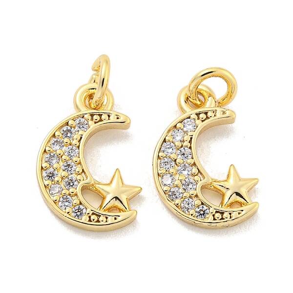 Brass Micro Pave Clear Cubic Zirconia Charms