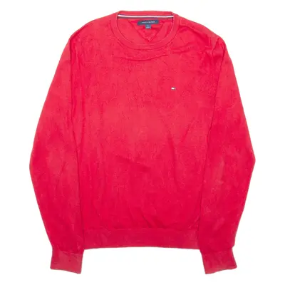 TOMMY HILFIGER Mens Jumper Red Tight Knit M