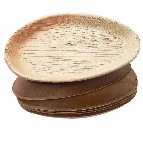 Dtocs Compostable Palm Leaf Plates 10x6 Inch (Pack 50) | USDA Certified Biobased Compostable Bamboo Plates Like Designer Disp...
