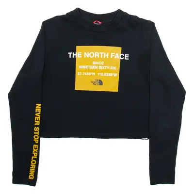 THE NORTH FACE Crop Womens T-Shirt Black Long Sleeve L