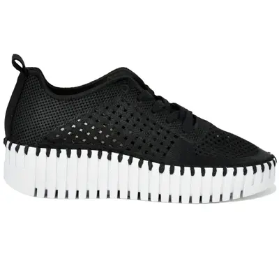 Ilse Jacobsen Tulip 4271 Polyester Women's Lace Up Shoes - Black White - Size:US 9 Women