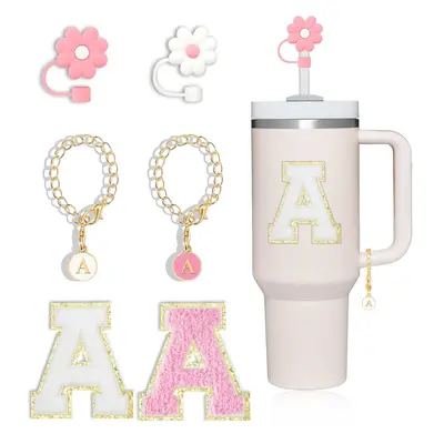 Compatible with Stanley 30&40 Oz Tumbler Accessories, 2 Counts 10mm Flower Straw Covers Or 2 Counts A-Z Letter Charms Or 2 Co...