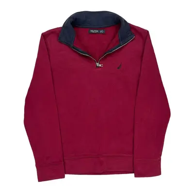 Nautica 1/4 Zip - Large Burgundy Cotton Blend