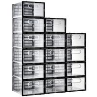 15pcs Shoe Box with Magnetic Door, Shoe Storage Box，Stackable Clear Shoe Organizer, Shoebox Collection Display Case，House...