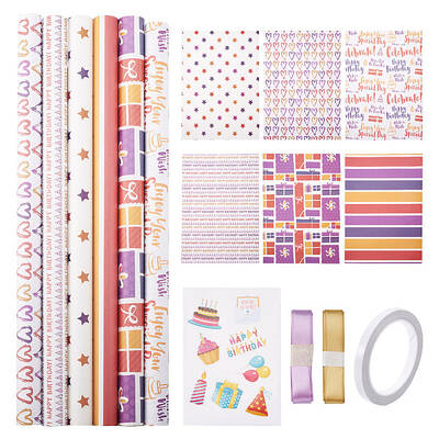 Word Happy Birthday Pattern Gift Wrapping Paper Sets