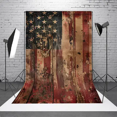 Shabby Wooden Wall USA Flag Photo Studio Backdrop - Aperturee