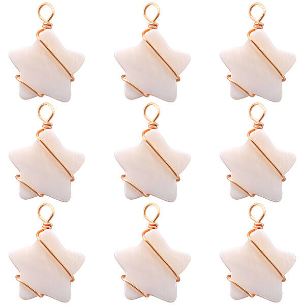 30Pcs Natural Freshwater Shell Pendants