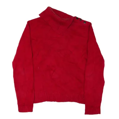 CHAPS Jumper Red Chunky Knit Collared Womens L