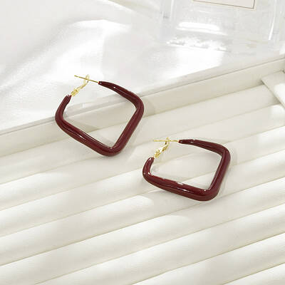 Brass Rhombus Hoop Earrings
