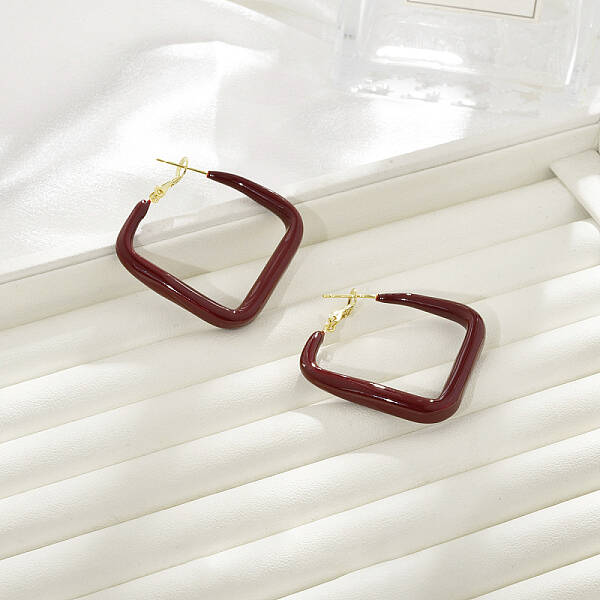Brass Rhombus Hoop Earrings