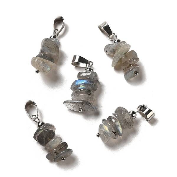 Natural Labradorite Chip Pendants