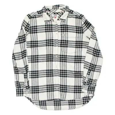 TOMMY JEANS Mens Flannel Shirt Black Check Long Sleeve M