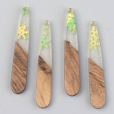 Transparent Resin & Walnut Wood Pendants
