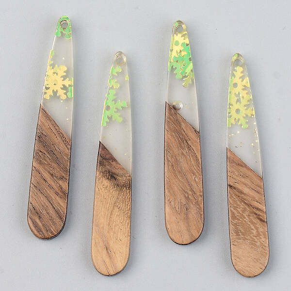 Transparent Resin & Walnut Wood Pendants