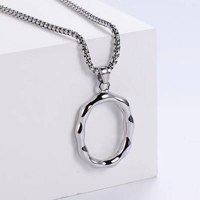 3Pcs Stainless Steel Textured Letter Pendant Box Chain Necklaces
