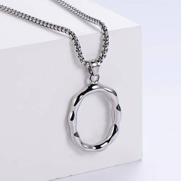 3Pcs Stainless Steel Textured Letter Pendant Box Chain Necklaces