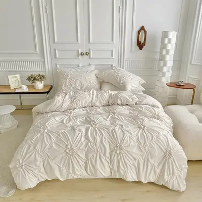 3 Counts Large Floral Quilt Cover Set, Craft Bedding Set, Modern Style Quilt Cover Set (1 Duvet Cover + 2 Pillowcases), Washa...