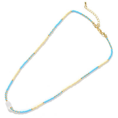 Summer Beach Style Natural Quartz Crystal & Colorful Seed Beads Beaded Necklace for Women
