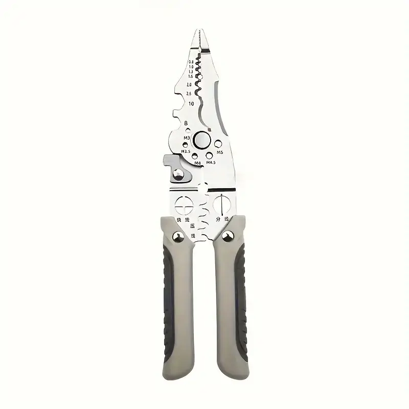 1pc Multi-functional Stainless Steel Wire Cutter And Stripper Pliers, 8.5in Industrial Grade Electrical Pliers For Wiring, Cu...