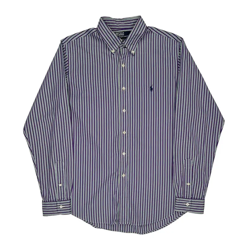 Custom Fit Polo By Ralph Lauren Striped Shirt - Large Multicoloured Cotton