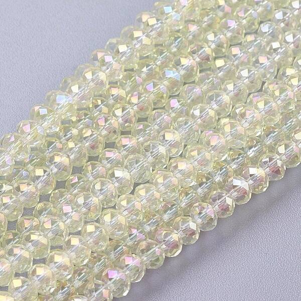 Faceted Rondelle Electroplate Glass Beads Strands