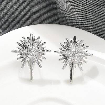 Brass Micro Pave Clear Cubic Zirconia Stud Earrings