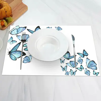 Pretty Blue Butterflies Dining Set Of 4 Placemats - Aperturee