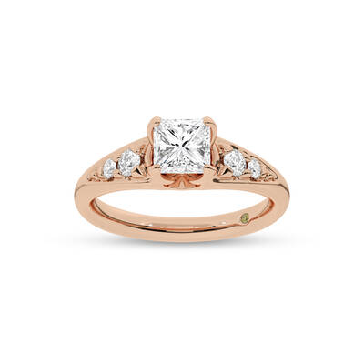 Lyon Tapered Pavé Princess Cut Lab Grown Diamond Engagement Ring | 18K Rose Gold 2 1/4 CT. TW.