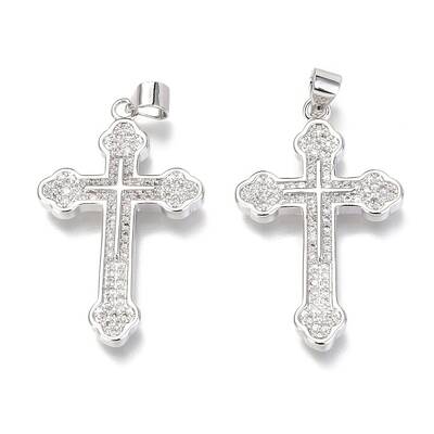 Brass Micro Pave Clear Cubic Zirconia Pendants