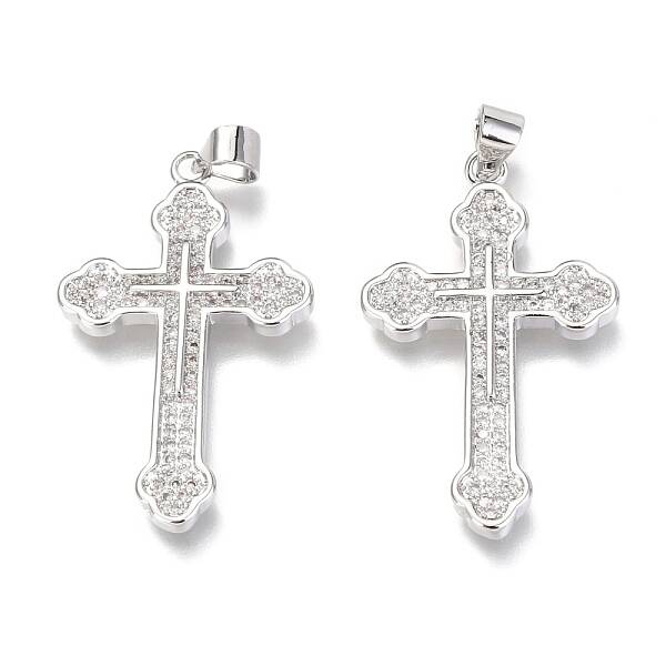 Brass Micro Pave Clear Cubic Zirconia Pendants