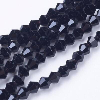 Black Glass Bicone Beads Strands