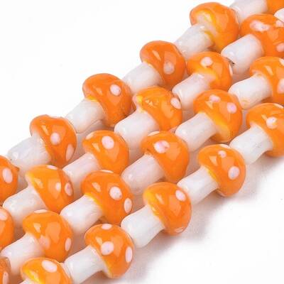 Mushroom Handmade Lampwork Beads Strands