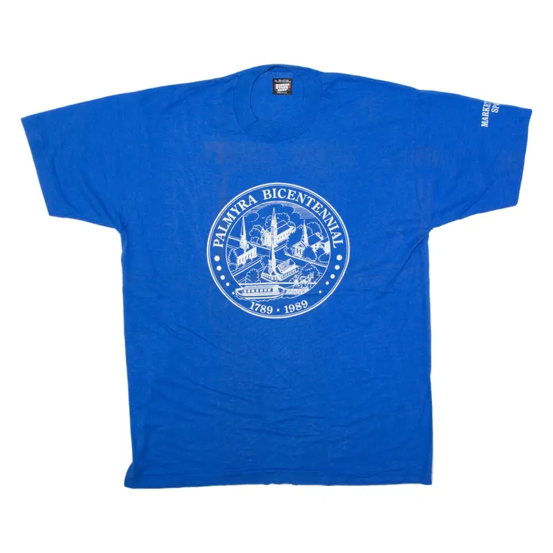 SCREENSTARS Palmyra Bicentennial Wayne County T-Shirt Blue 90s Short Sleeve Mens XL