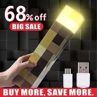 Pixel Brownstone Wall Torch Lamp - USB Pluggable Night Lamp  - Hand Held or Wall Mout Lighting Torch Kids Gaming Flashlight L...