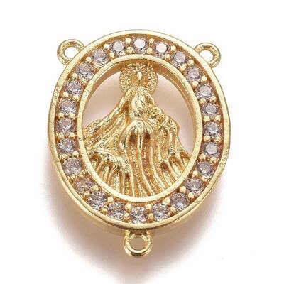 Brass Micro Pave Clear Cubic Zirconia Chandelier Component Links