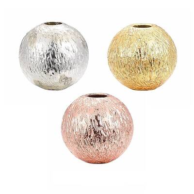 30Pcs 3 Colors Brass Textured Beads Set