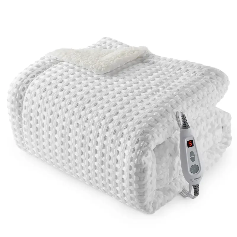 Garvee Heated Blanket Throw, Waffle Weave Electric Throw Blanket Fast Heating with LCD Controller, 6 Heat Levels & 4 Hour Aut...